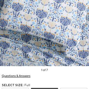Pottery Barn Teen Rifle Paper Co Hanukkah Organic Cotton Sheet Set NEW Full